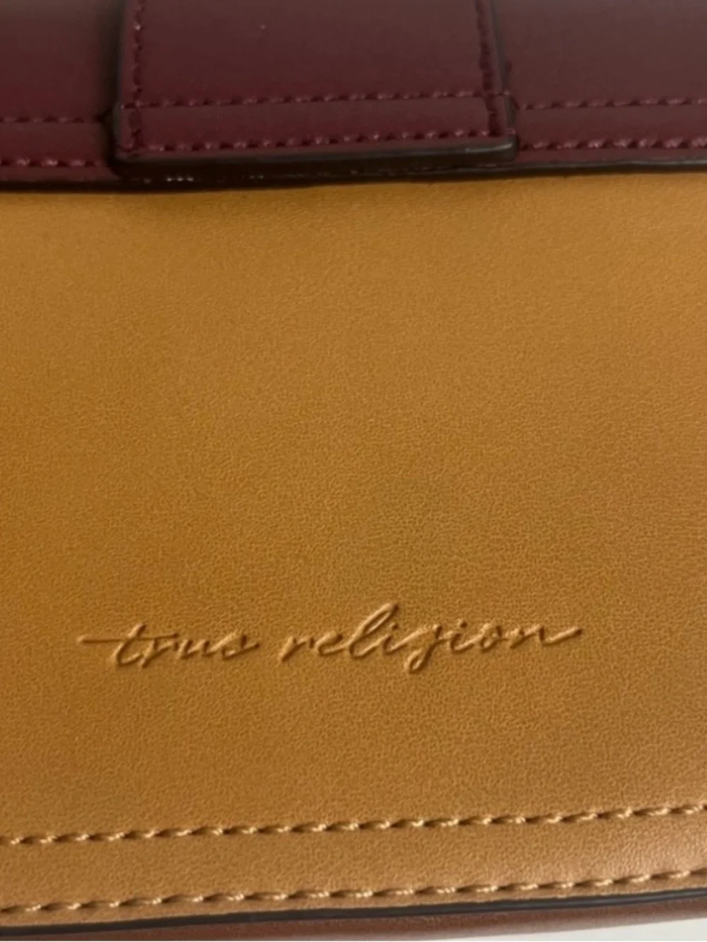 TRUE RELIGION Colorblock Crossbody Bag Gold Horseshoe Logo NWT